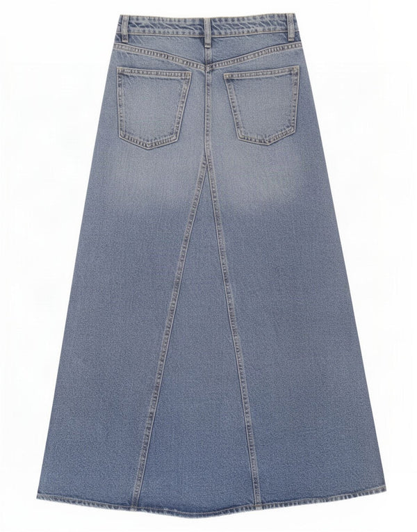 Zara Dame Maxi Denim Nederdel XS W24 Blå