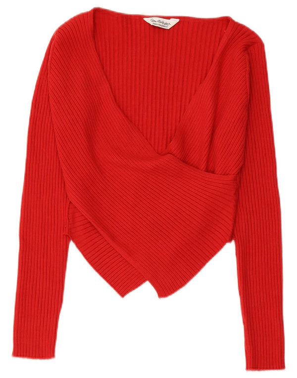 Miss Selfridge Womens Crop V-hals sweater UK 10 Small Red Viscose
