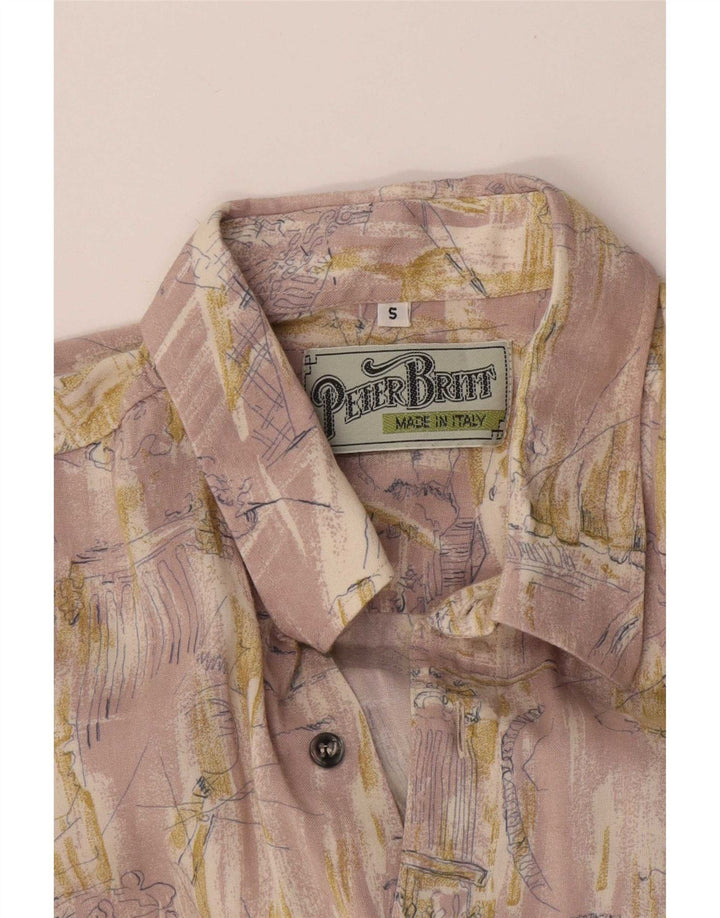 Vintage herre abstrakt mønster skjorte lille pink
