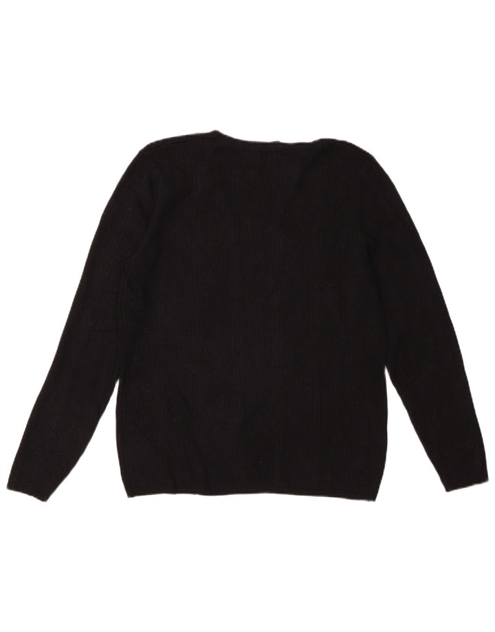 Marks & Spencer Dame V-hals sweater UK 14 Medium Black Viscose