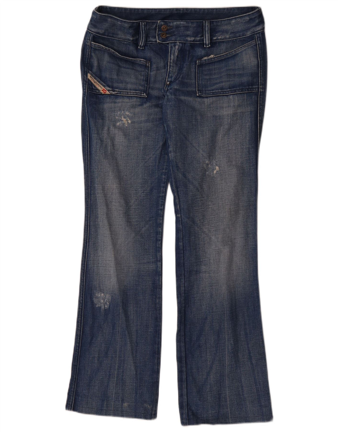 DIESEL Dame Distressed Bootcut Jeans W31 L29 Blå Bomuld