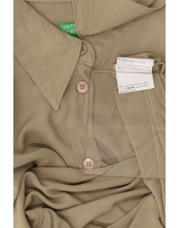 Benetton skjortebluse til kvinder UK 14 Medium Green Viscose