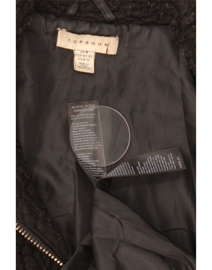 Topshop Dame Oversized Fleecejakke UK 14 Medium Sort Polyester
