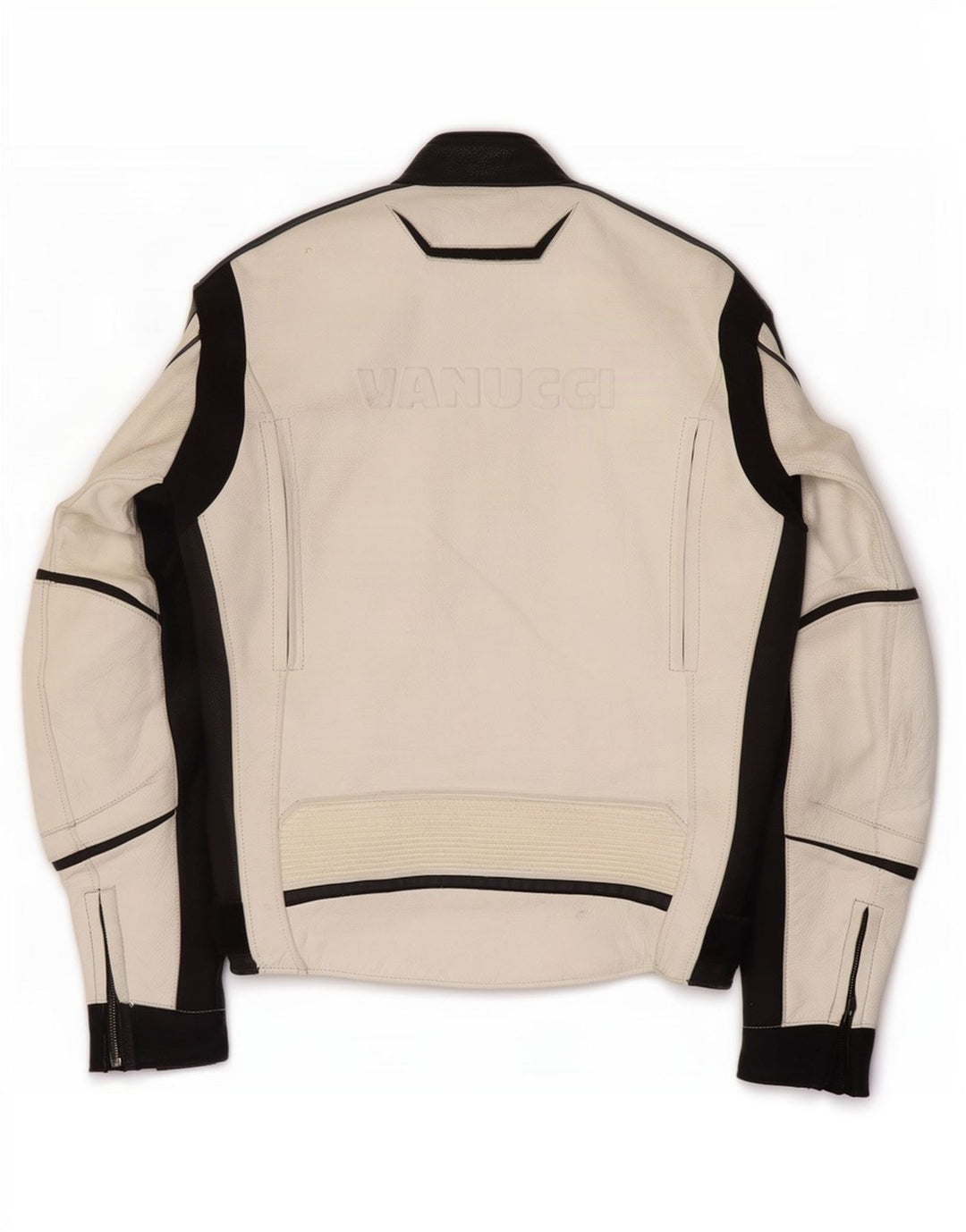 Vanucci Herre grafisk læder racerjakke EU 48 Small White Colourblock