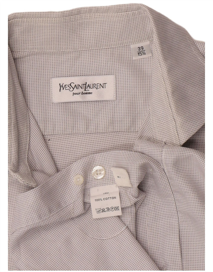 Yves Saint Laurent Herre Formel skjorte Størrelse 39 15 1/2 Medium Grey Check