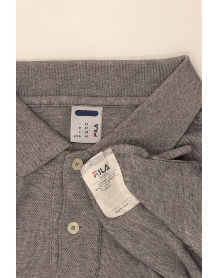 Fila herre poloshirt mellemgrå flækket bomuld