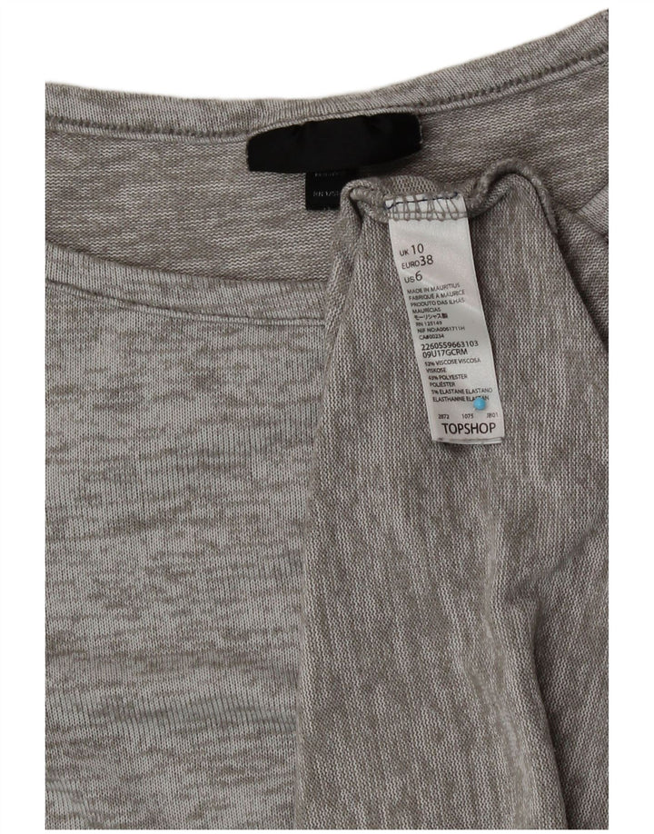 Topshop Dame Top Langærmet UK 10 Small Grå Flecked Viscose