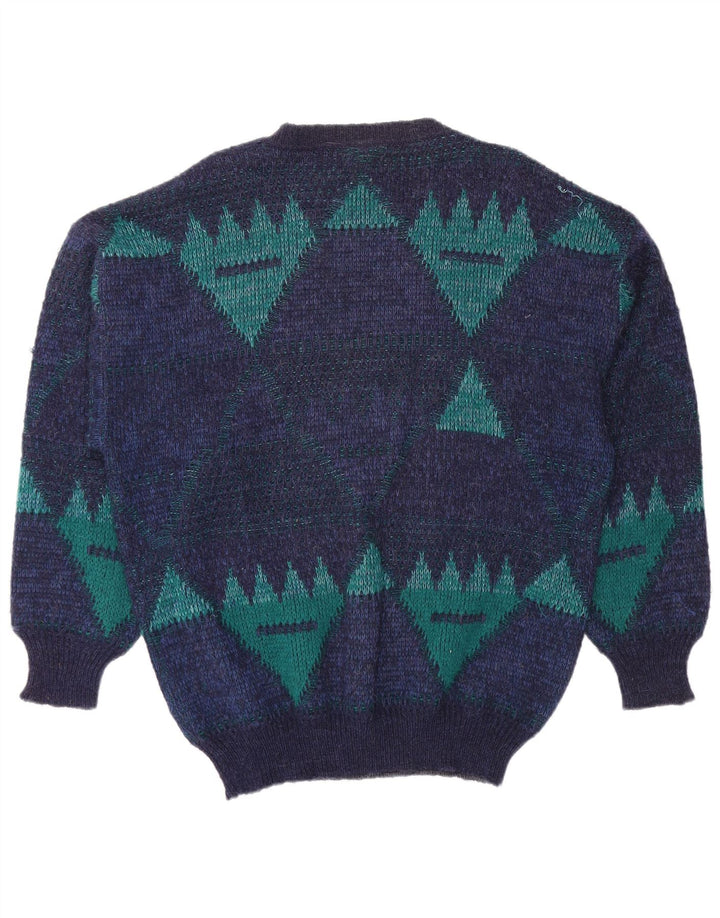 4 CASTELLA Herre Boat Neck Jumper Sweater IT 56 XL Marineblå Geometrisk