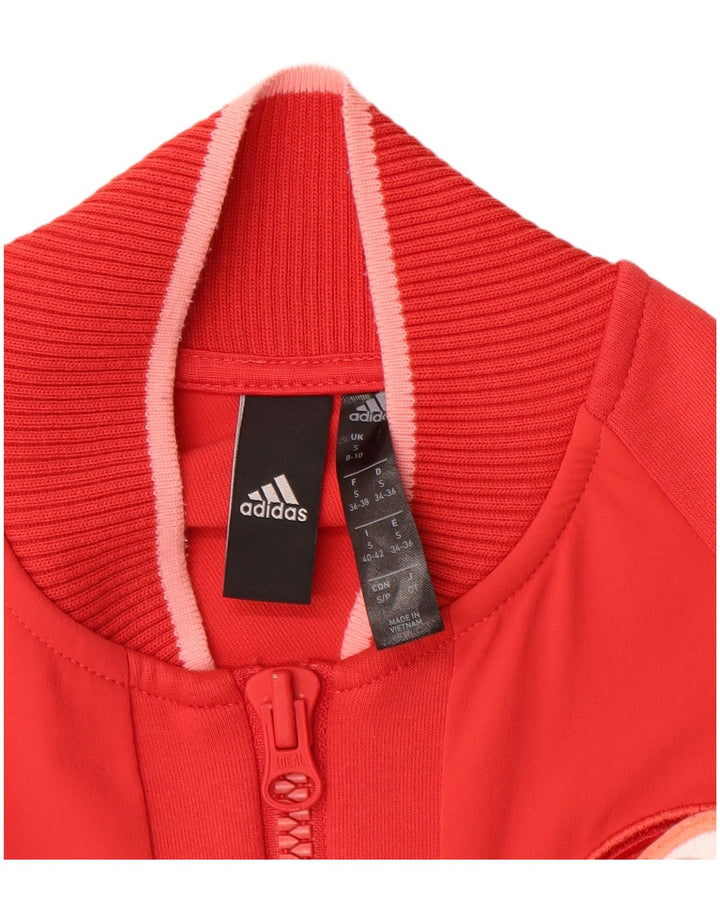 ADIDAS træningsdragt topjakke til kvinder UK 8/10 Lille rød Colourblock Nylon