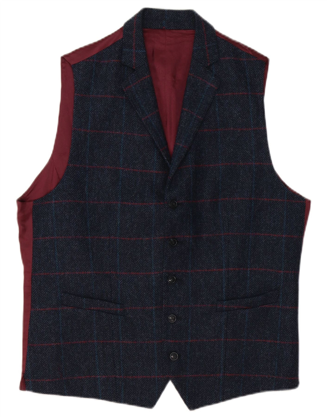 Hawes & Curtis Herrevest UK 40 Medium Navy Blue Ternet viskose