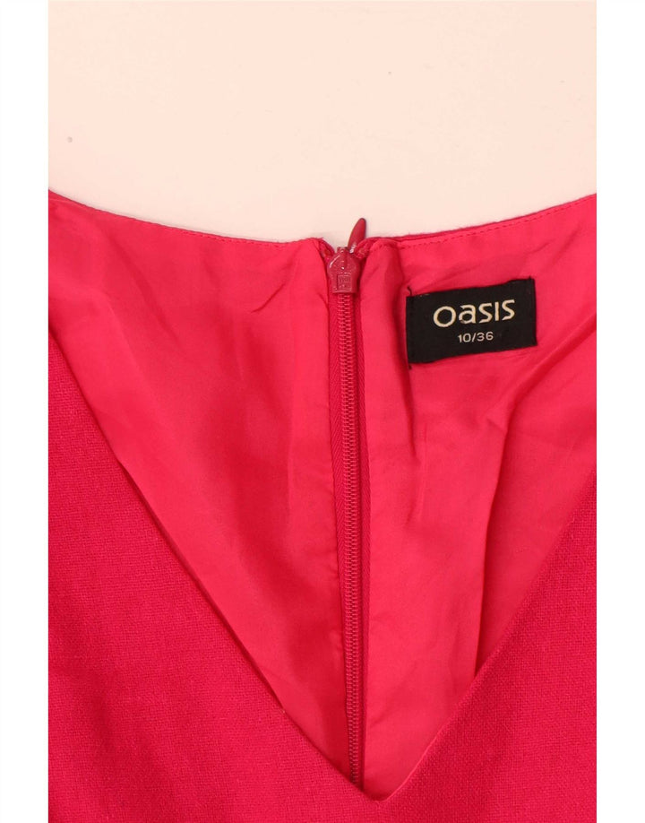 Oasis Dame A-Line Kjole UK 10 Lille Pink Uld