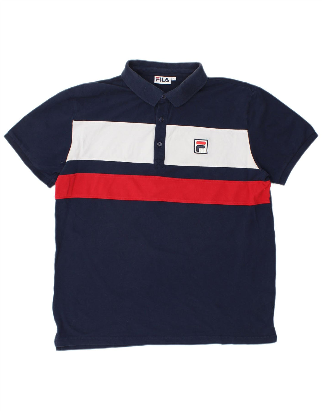Fila Polo Shirt til mænd Large Navy Blue Colourblock