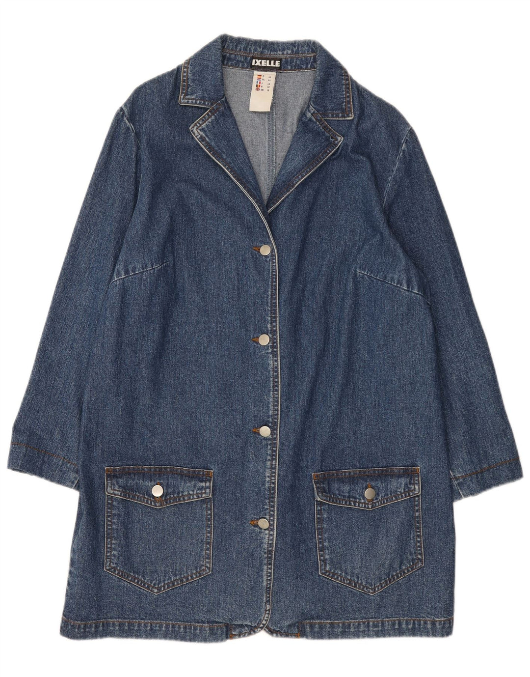 Vintage Dame Denim Coat UK 18 XL Blå Bomuld