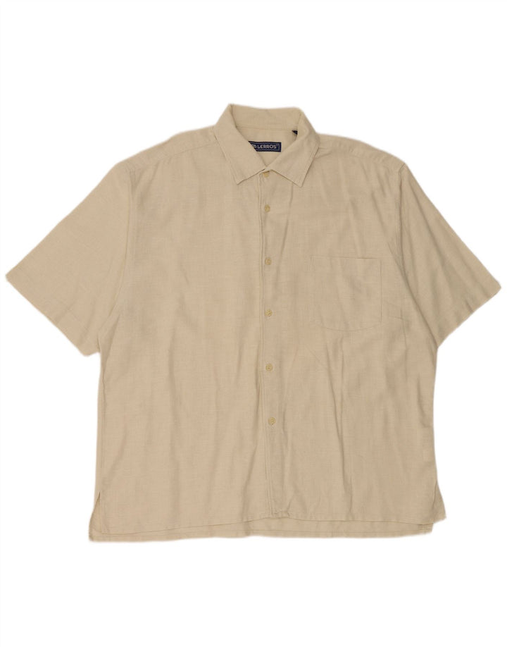 LERROS Mens Short Sleeve Shirt XL Beige Linen
