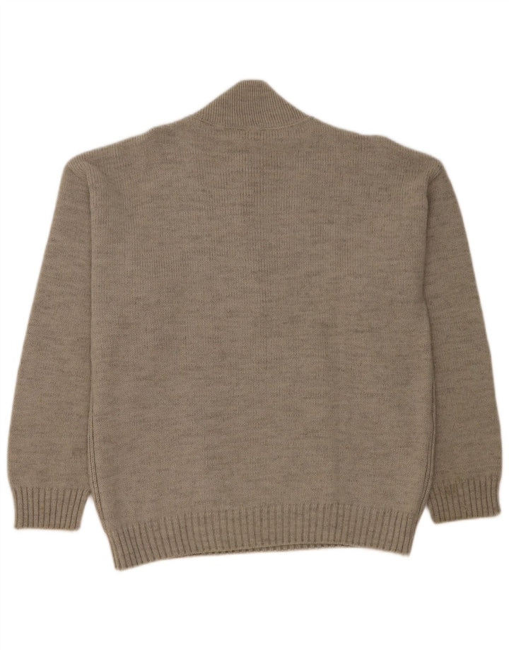 Elite Herre Button Neck Jumper Sweater Medium Grey Uld