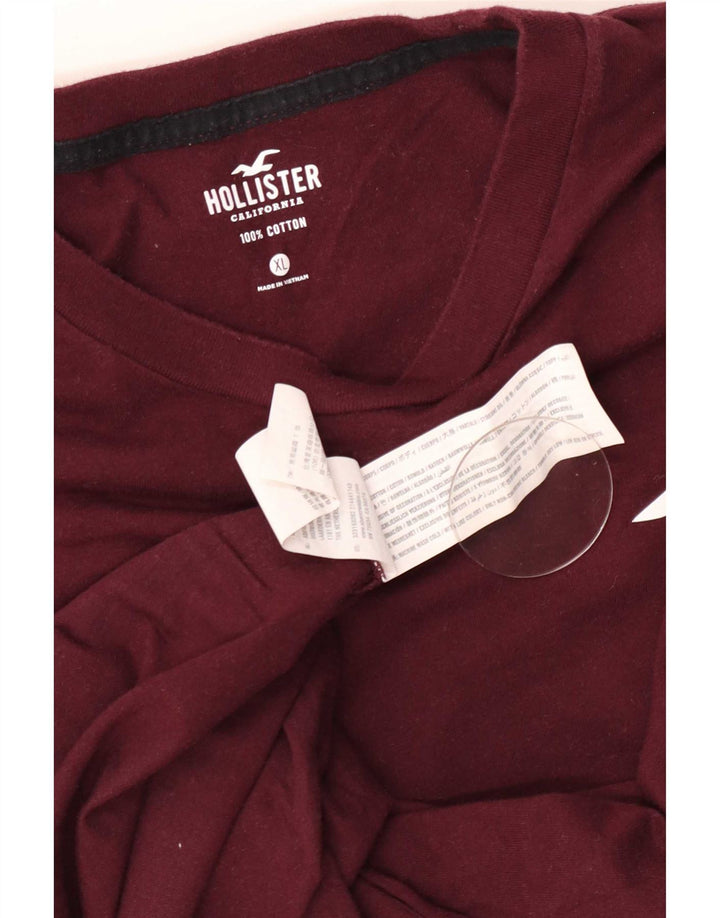 Hollister Herre grafisk top langærmet XL rødbrun bomuld