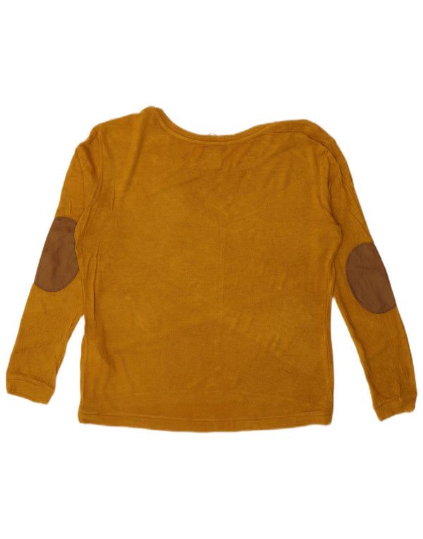 Zara Womens Oversized Boat Neck Jumper Sweater UK 10 Small Yellow Viscose