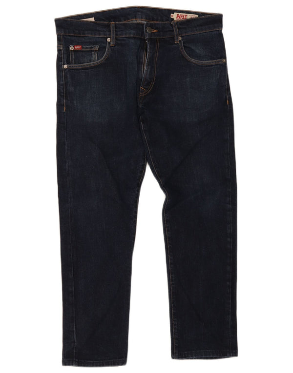 Rifle Herre Cropped Slim Jeans W32 L26 Marineblå Bomuld