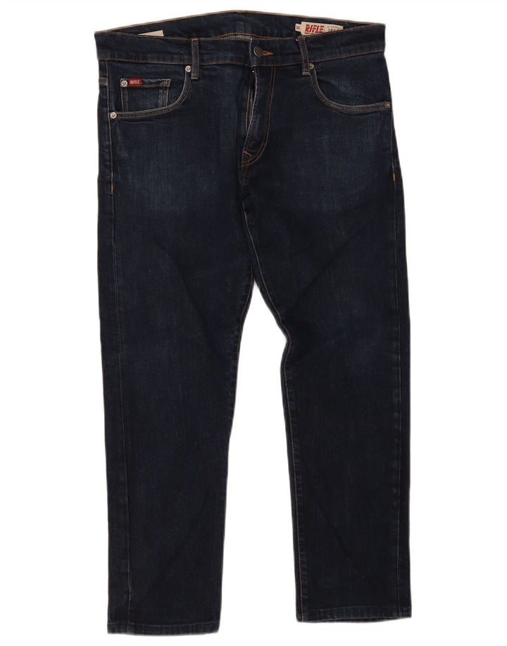 Rifle Herre Cropped Slim Jeans W32 L26 Marineblå Bomuld
