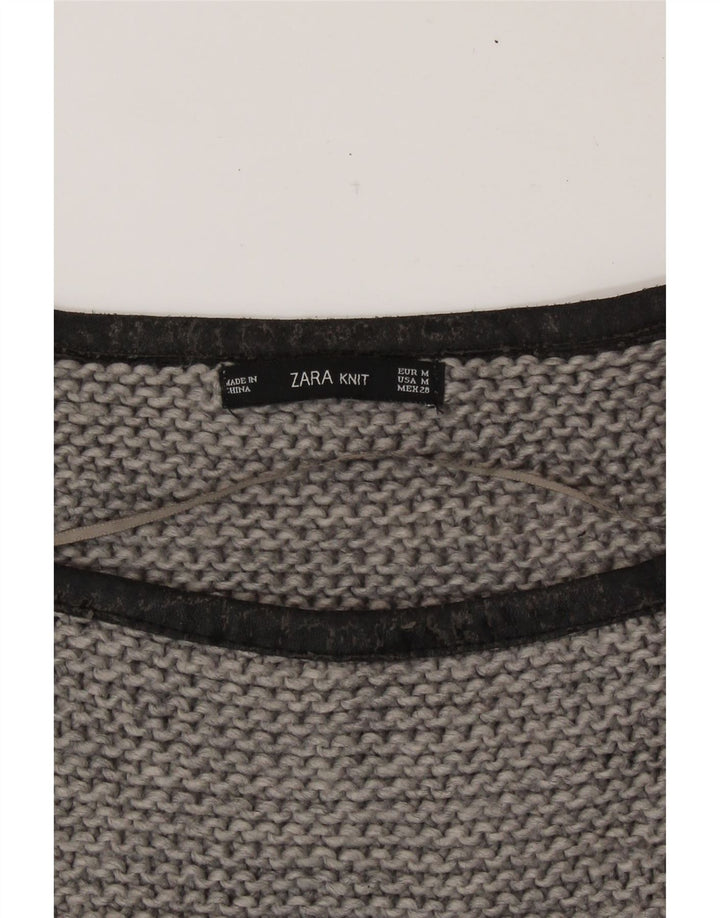 Zara Dame Boat Neck Jumper Sweater UK 14 Medium Grey