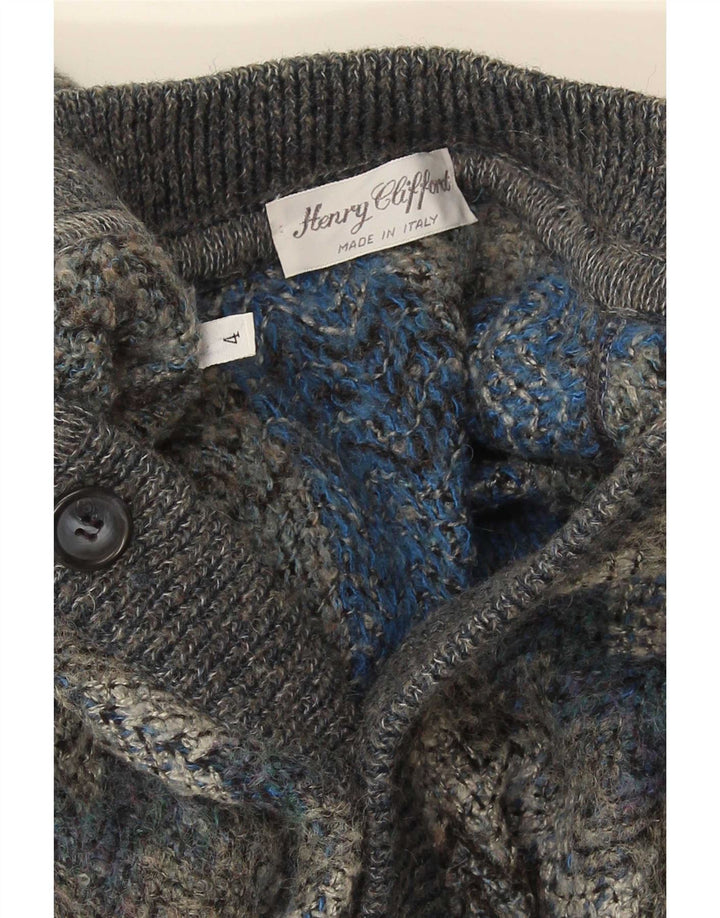 Vintage herre cardigan sweater stor grå Chevron