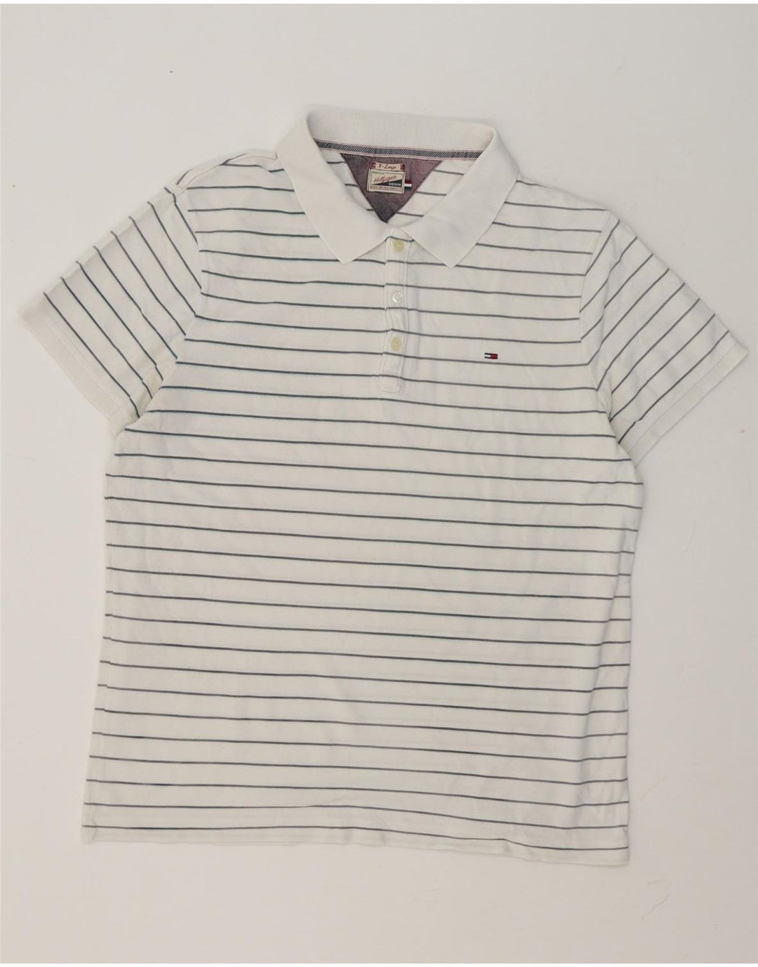 Tommy Hilfiger Herre poloshirt XL Hvidstribet