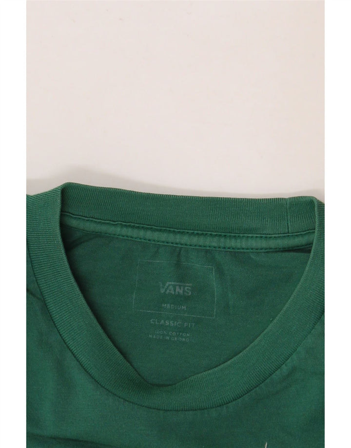 VANS Herre Classic Fit Grafisk T-Shirt Top Medium Grøn Bomuld