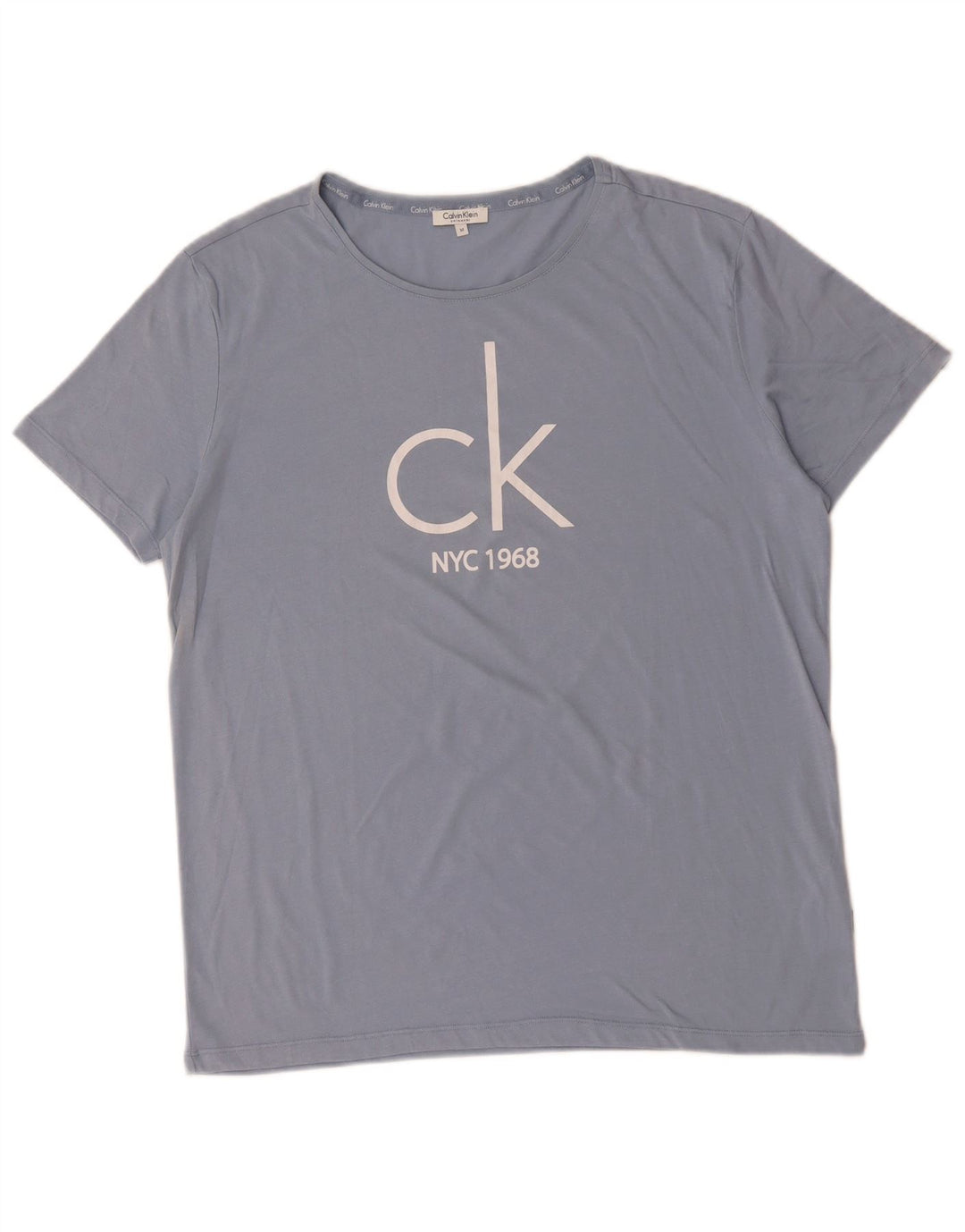 CALVIN KLEIN Herre grafisk T-shirt top mellemblå bomuld