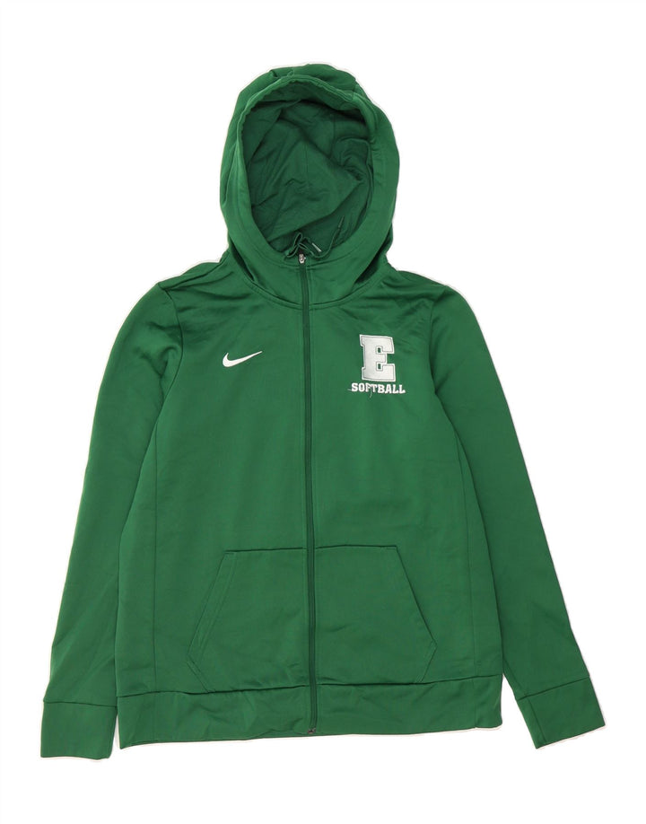 NIKE Womens Dri Fit Zip Hoodie Sweater UK 14 Medium Green Polyester Vintage Nike and Second-Hand Nike from Messina Hembry 
