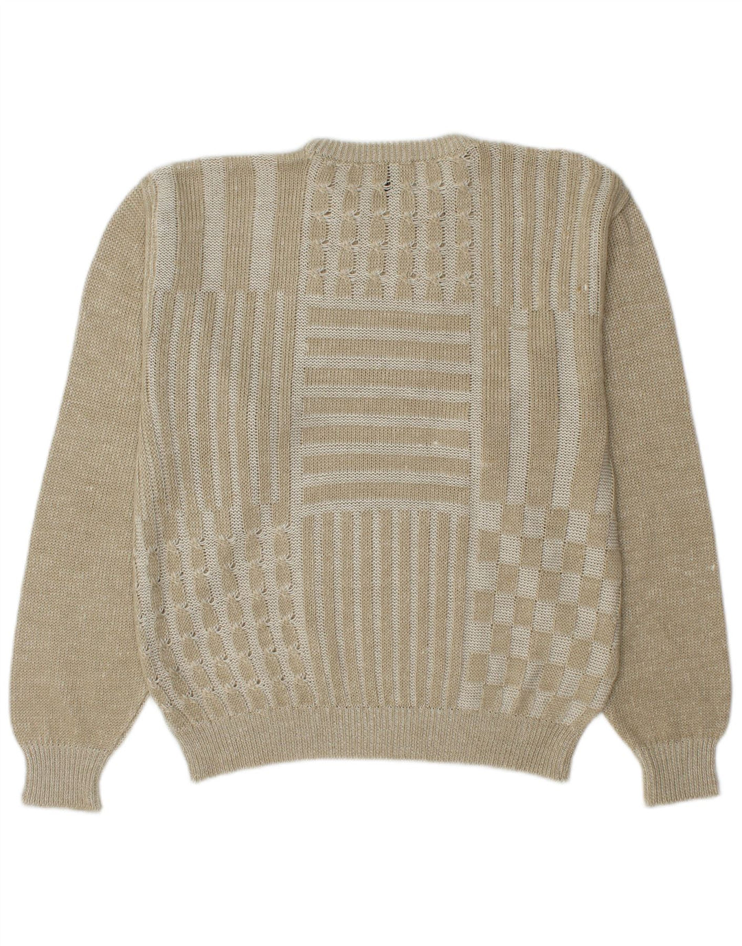 COBRA Herre sweater med rund hals IT 50 Medium Beige Patchwork