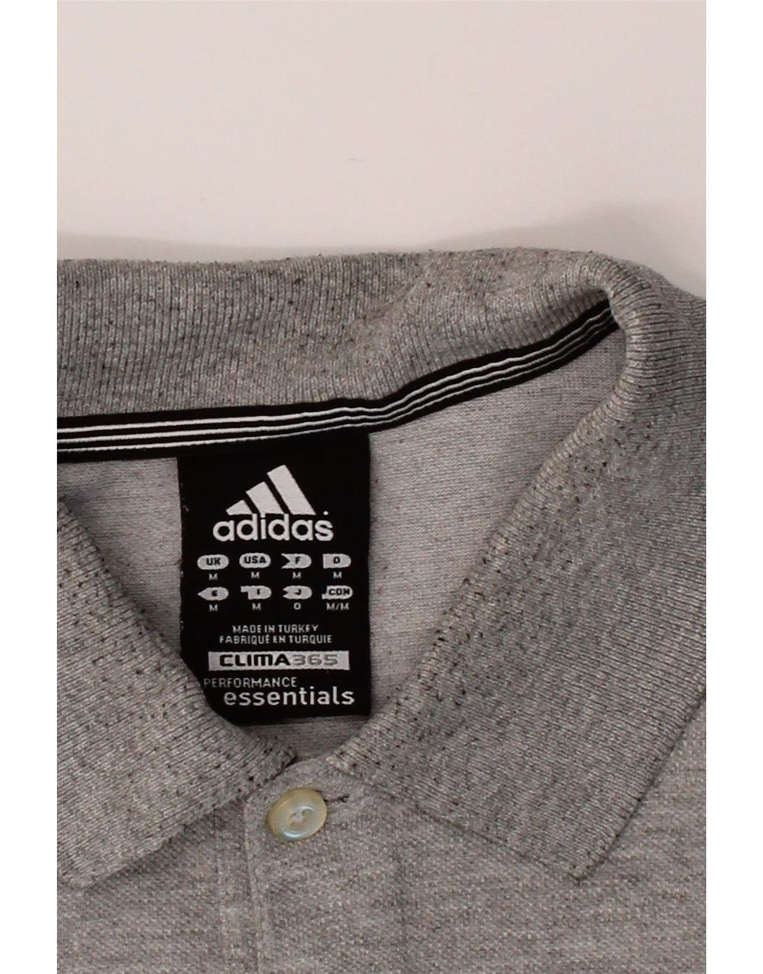 ADIDAS Mens Clima 365 Polo Shirt Medium Grey Cotton Vintage Adidas and Second-Hand Adidas from Messina Hembry 