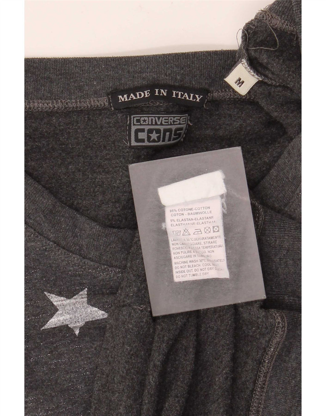 Converse Graphic Sweatshirt Jumper UK 12 Medium Grey Flecked