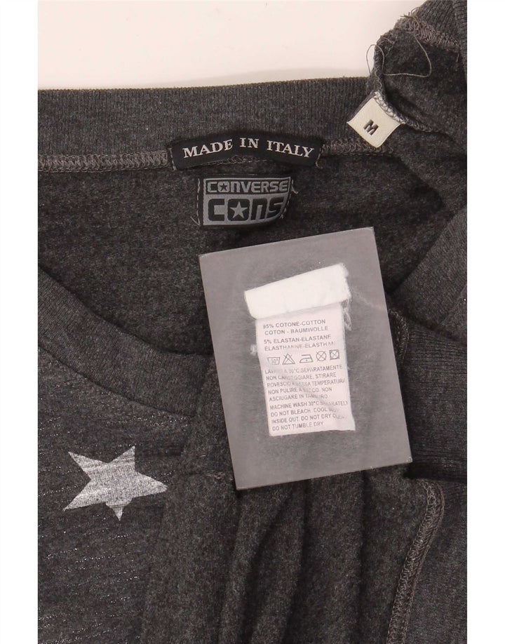 Converse Graphic Sweatshirt Jumper UK 12 Medium Grey Flecked