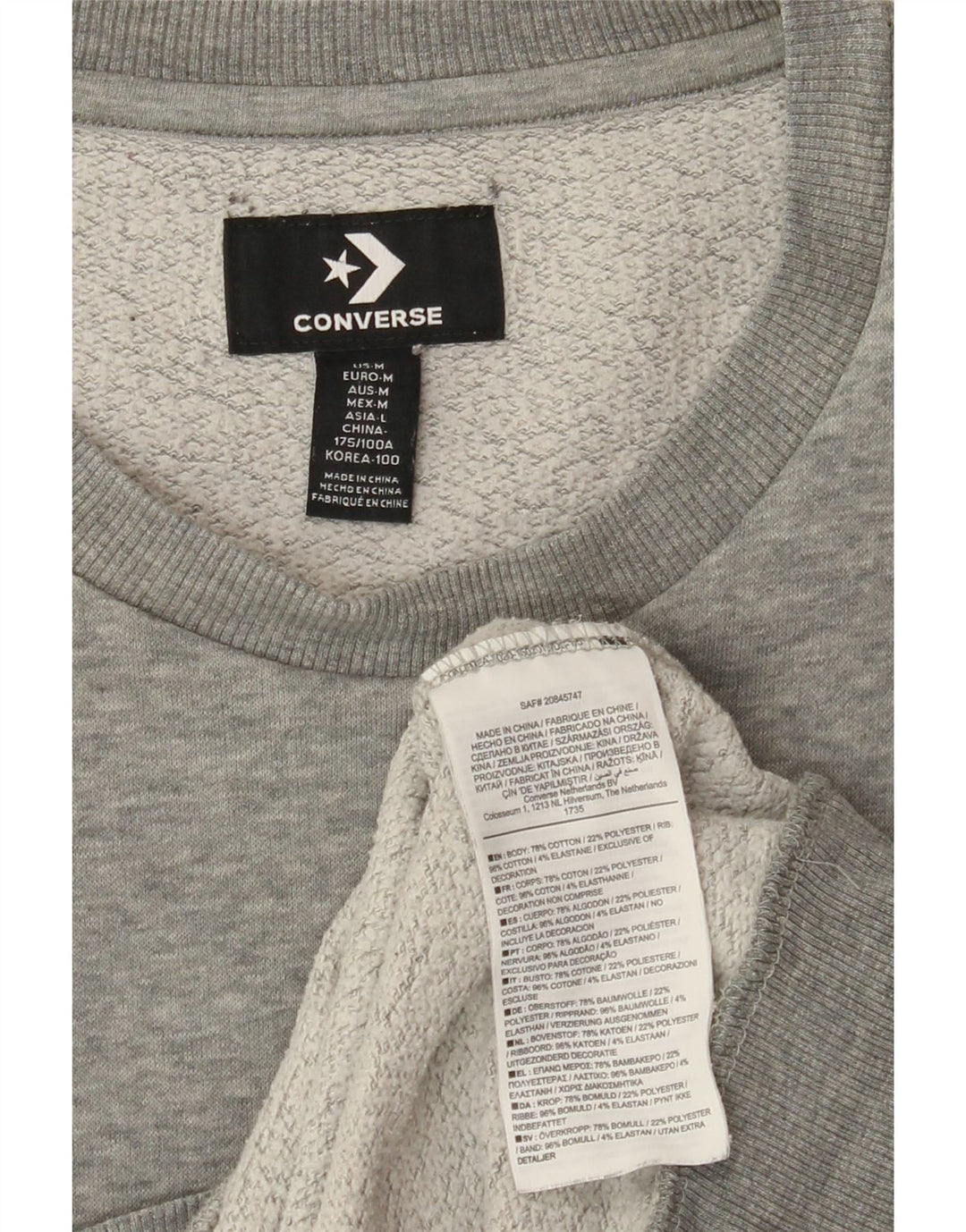 CONVERSE Sweatshirt til mænd Medium Grå Bomuld