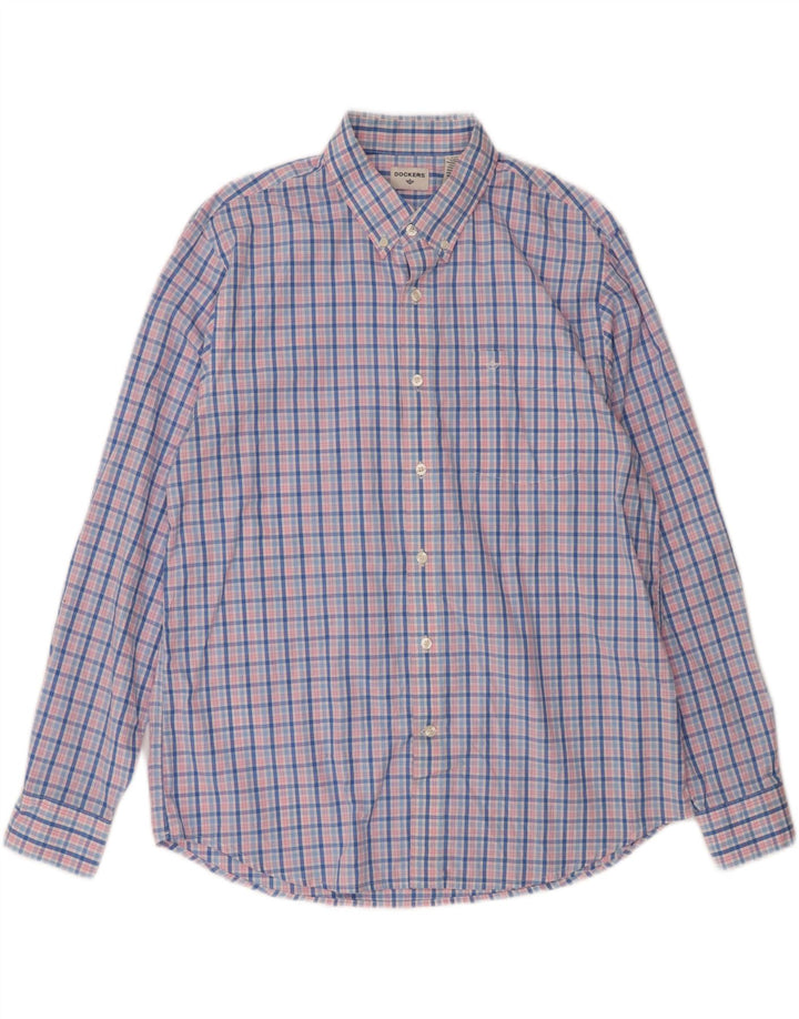 DOCKERS Mens Shirt Large Blue Check Cotton Vintage Dockers and Second-Hand Dockers from Messina Hembry 