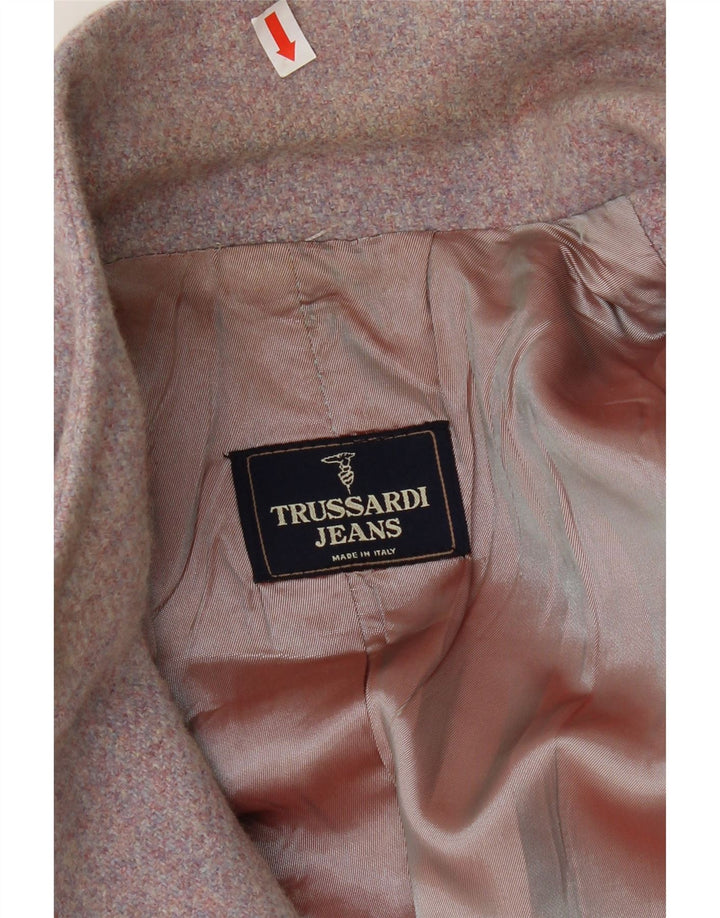 TRUSSARDI Womens 1 Button Blazer Jacket IT 44 Medium  Pink Wool Vintage Trussardi and Second-Hand Trussardi from Messina Hembry 