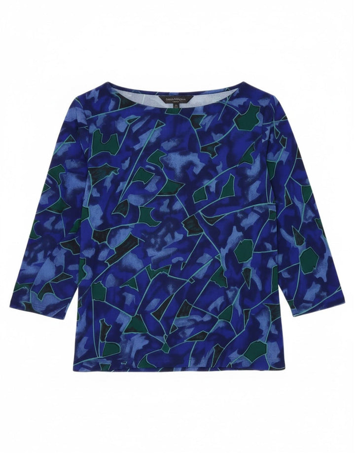 Valstar kvinders abstrakt mønster top 3/4 ærmer UK 18 XL Blå