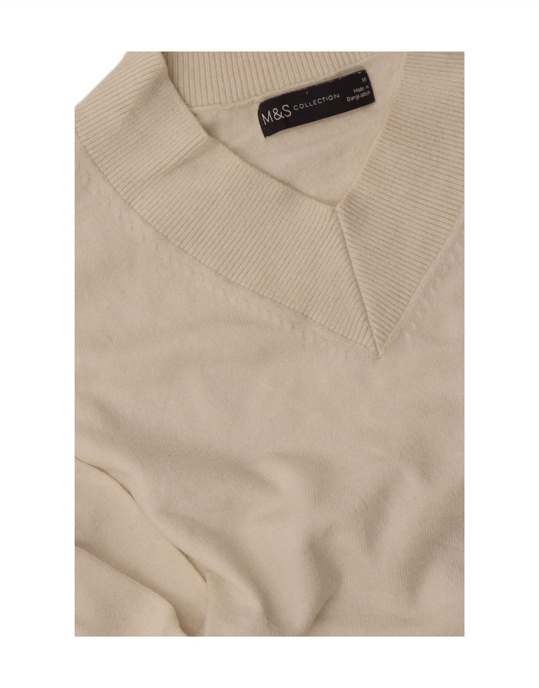 Marks & Spencer Dame V-hals sweater UK 14 Medium Off White