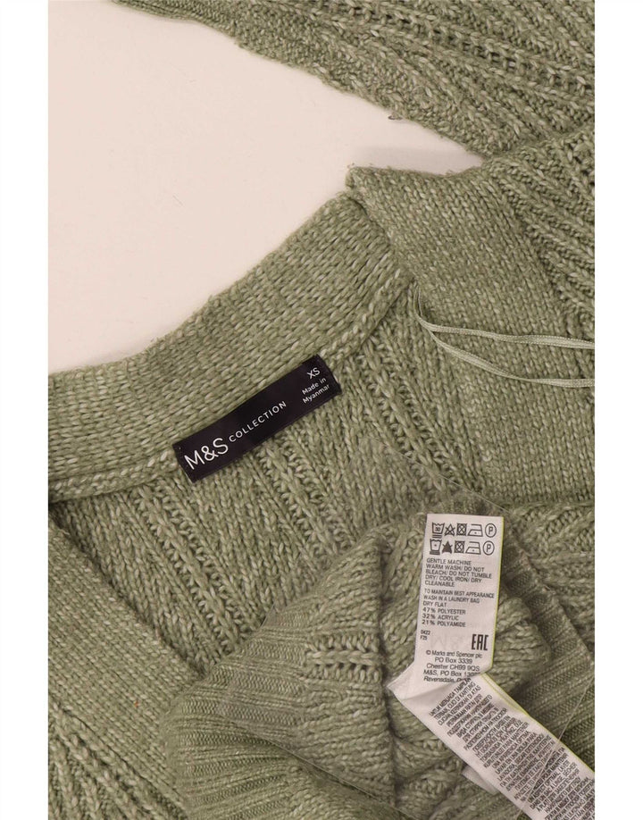 Marks & Spencer Dame oversized cardigan sweater UK 6 XS Grøn polyester