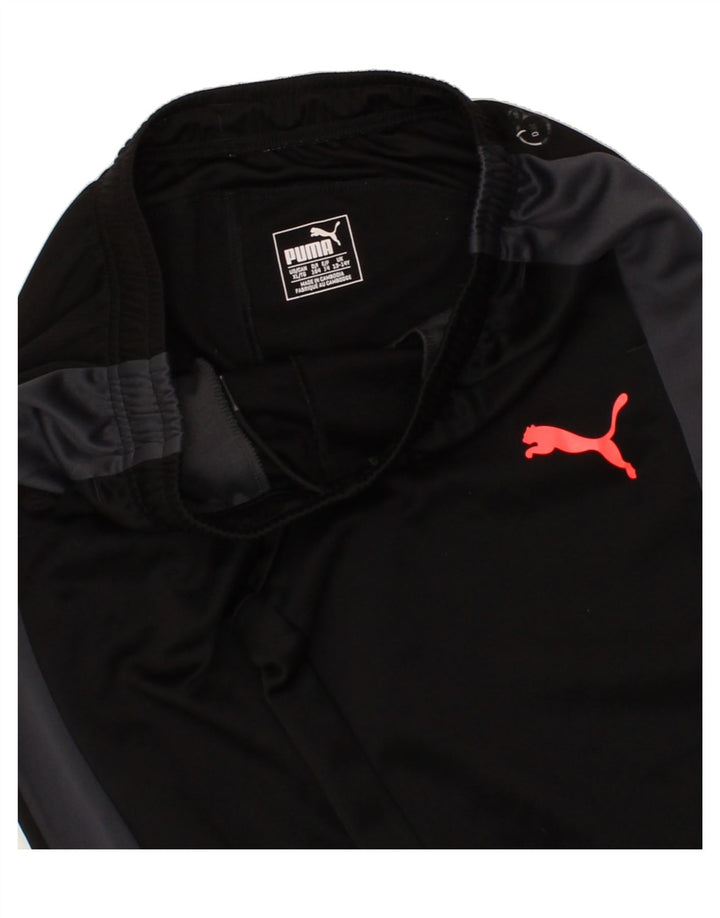 PUMA Boys Tracksuit Trousers 13-14 Years Black Colourblock Polyester Vintage Puma and Second-Hand Puma from Messina Hembry 