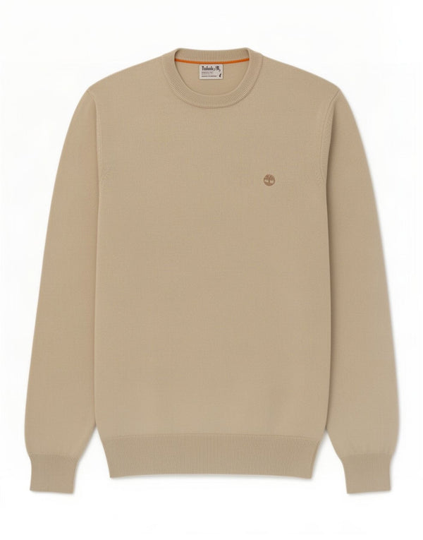 Timberland Herre sweater med rund hals, lille beige bomuld
