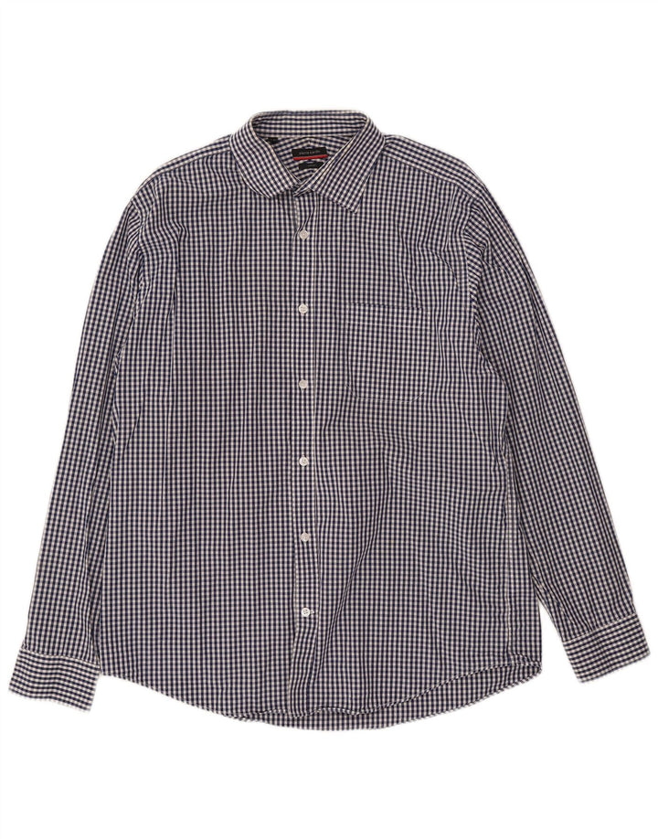 Pierre Cardin Herreskjorte str. 16 1/2 Large Navy Blue Gingham Cotton