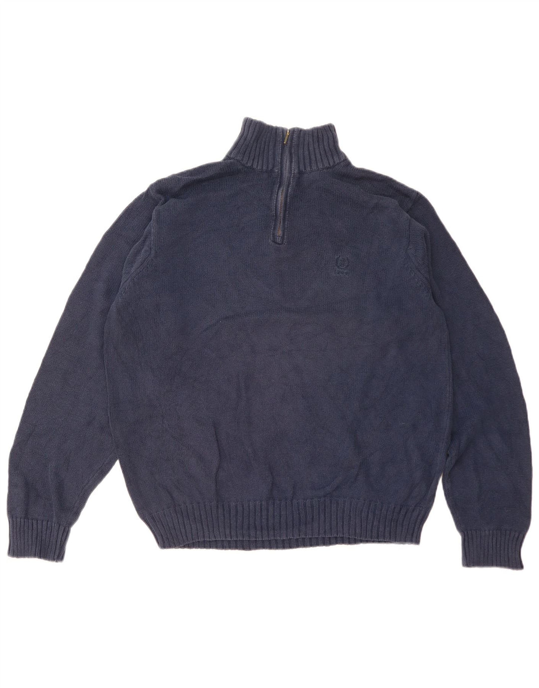 Izod Herre Zip Neck Jumper Sweater Medium Navy Blue Bomuld