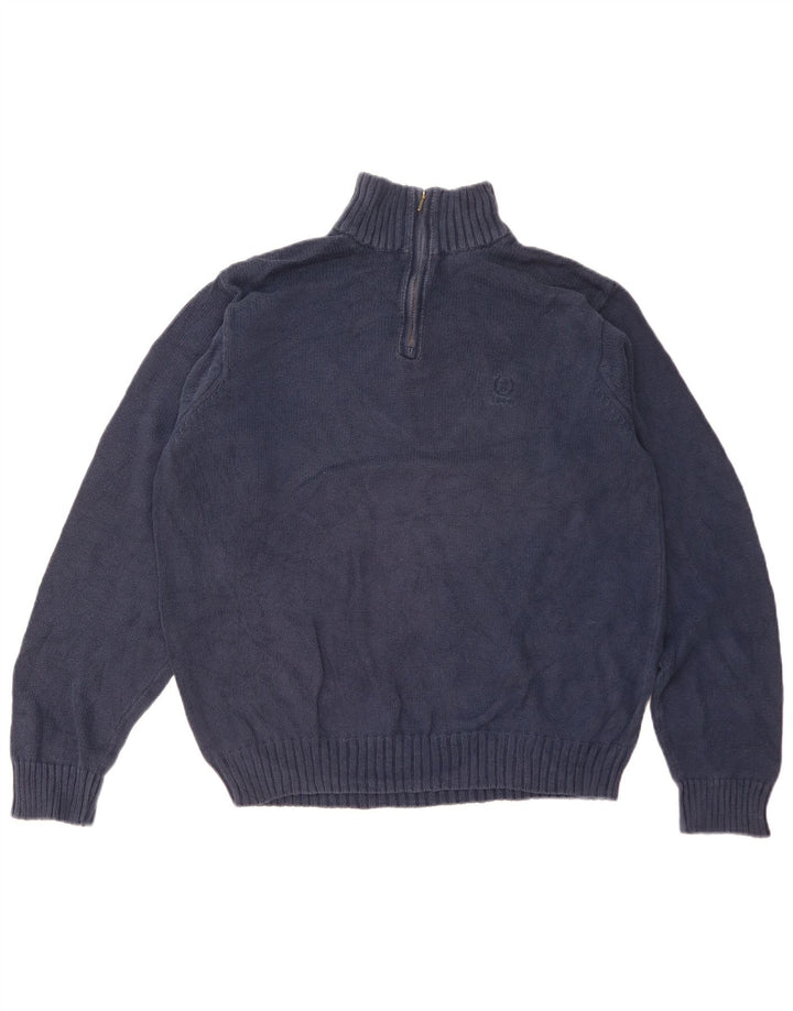 Izod Herre Zip Neck Jumper Sweater Medium Navy Blue Bomuld