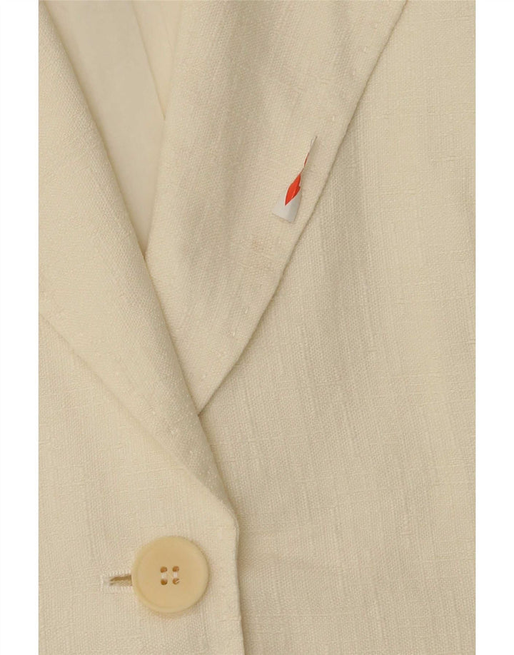 Max Mara Dame 3-knap 1-knap blazerjakke UK 10 Small Off White Linned
