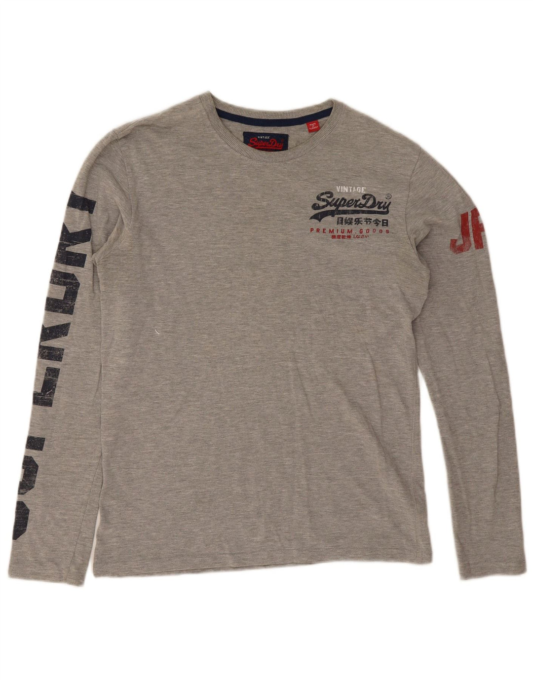 Superdry Herre grafisk top Langærmet mellemgrå flækket bomuld