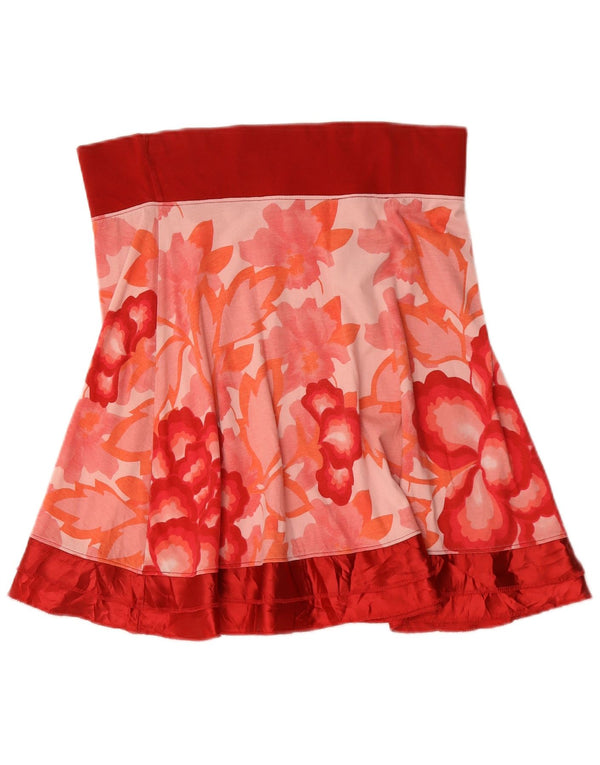 Desigual Kvinders Grafisk A-Line nederdel XL W36 Rød Blomster