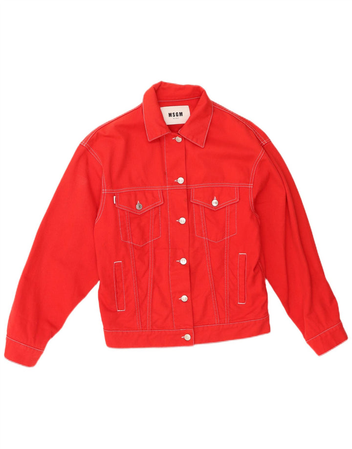 MSGM Womens Denim Jacket EU 38 Medium Red Cotton