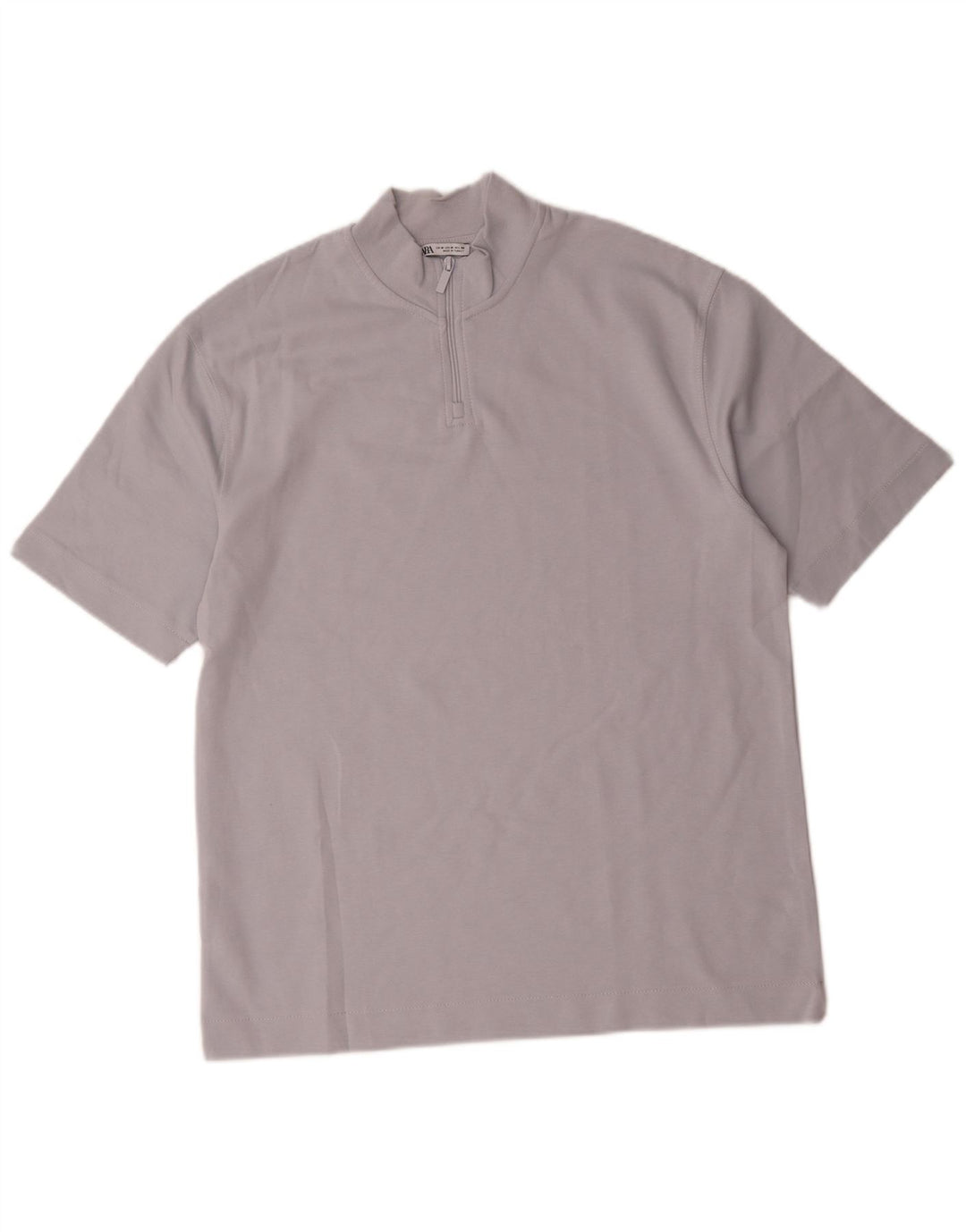 Zara T-shirt med lynlås til mænd, mellemblå bomuld