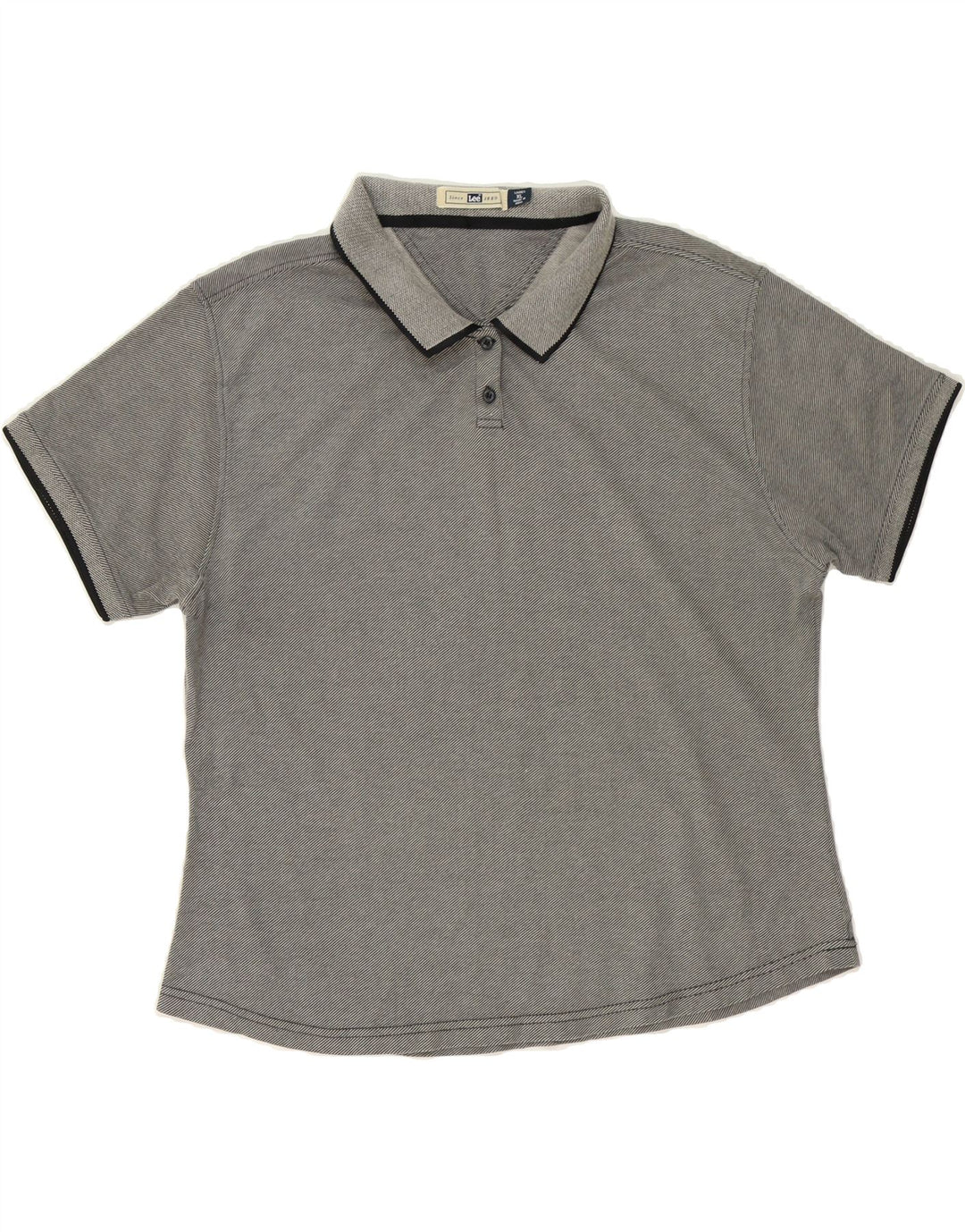 LEE Womens Polo Shirt UK 18 XL Grey Pinstripe Vintage Lee and Second-Hand Lee from Messina Hembry 